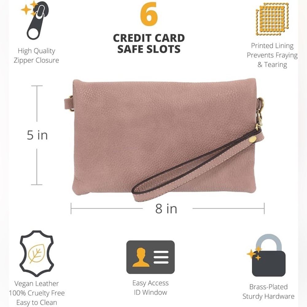NWOT Joy Susan Kate Wristlet/Clutch/WalletIn In Black Made Of Vegan Leather - Picture 10 of 10